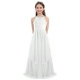 thumbnail image 1 of LiiYii Kids Girls Sleeveless Chiffon Wedding Party Flower Girl Dress Floor Length Bridesmaid Ball Ivory 8, 1 of 6