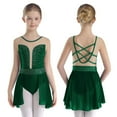 thumbnail image 1 of LiiYii Kids Girls Sleeveless Lyrical Dance Dress Sparkly Performance Costume Dancewear Ballet Skirted Leotard Green 14, 1 of 6
