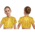 thumbnail image 1 of LiiYii Kids Girls Sparkly Leopard Print Jazz Hip Hop Disco Dance Crop Tops Dancewear Short Sleeve T-Shirt Yellow 11-12, 1 of 7