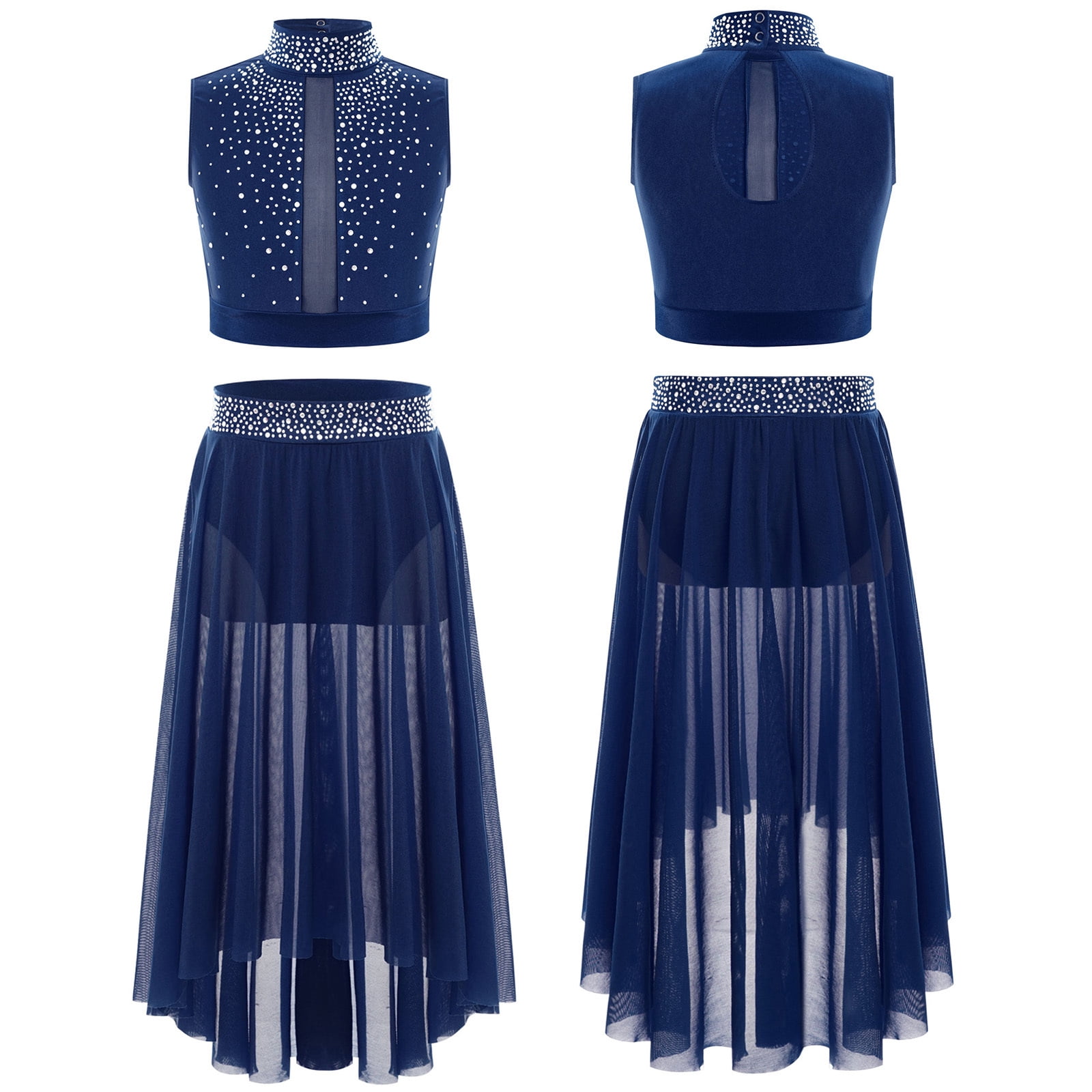 DANCE QUEEN 2326-2 Kid  Round neck Long Sleeve International Klein Blue Ballroom Set main image 1