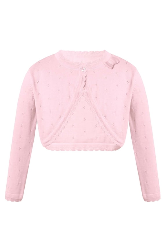 Kids Girls Winter Autumn Knitwear Dress Bolero Shrug Classic Cardigan Over Coat Pink 130