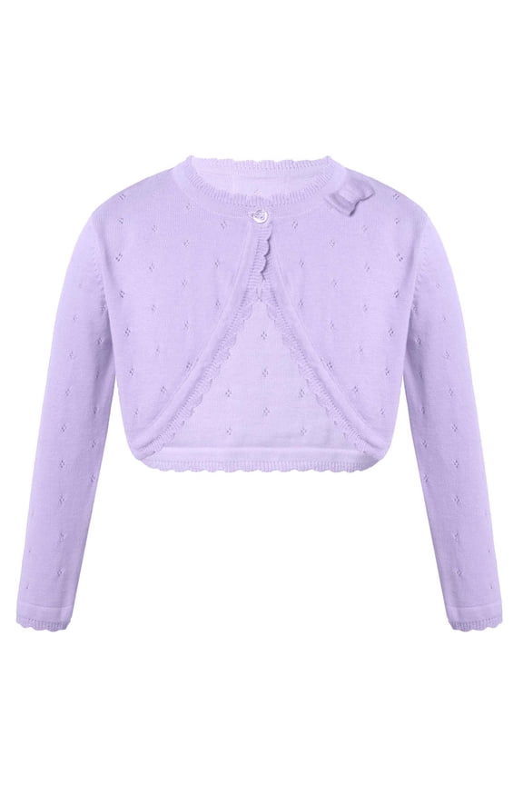 Kids Girls Winter Autumn Knitwear Dress Bolero Shrug Classic Cardigan Over Coat Purple 90
