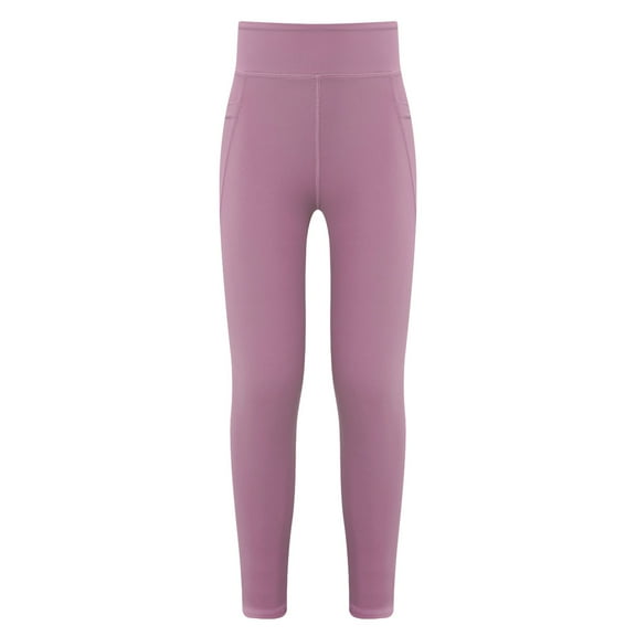 LiiYii Kids Yoga Dance Pants Sport Athletic Leggings Girls Stretchy Jogging Sweatpants with Pockets Dusty Pink 130