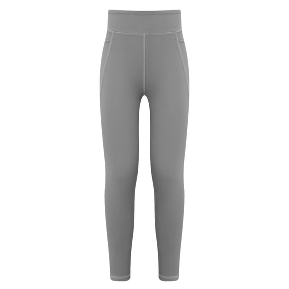 LiiYii Kids Yoga Dance Pants Sport Athletic Leggings Girls Stretchy Jogging Sweatpants with Pockets Grey 160