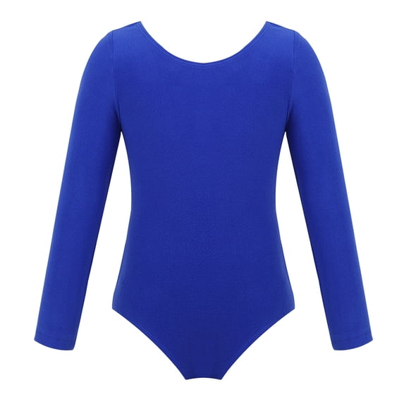 LiiYii Little Girls Long Sleeve Ballet Dance Leotard Gymnastics Active Bodysuit Dancewear Dark Blue 12
