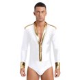 thumbnail image 1 of LiiYii Mens Shiny Rhinestones Modern Jazz Latin Dance Costume Long Sleeve Fitness Tango Salsa Chacha White XXL, 1 of 7