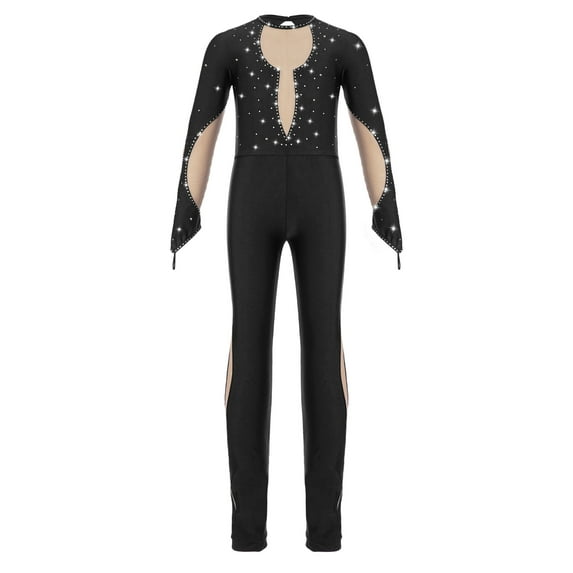 LiiYii Toddler Girls Full Body Gymnastics Unitards Skating Jumpsuit One Piece Ballet Leotards Dance Black 10
