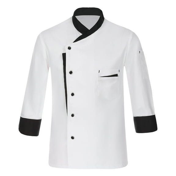 LiiYii Unisex Chef Jacket Men's Chef Coat Restaurant Hotel Home Kitchen Uniform White L