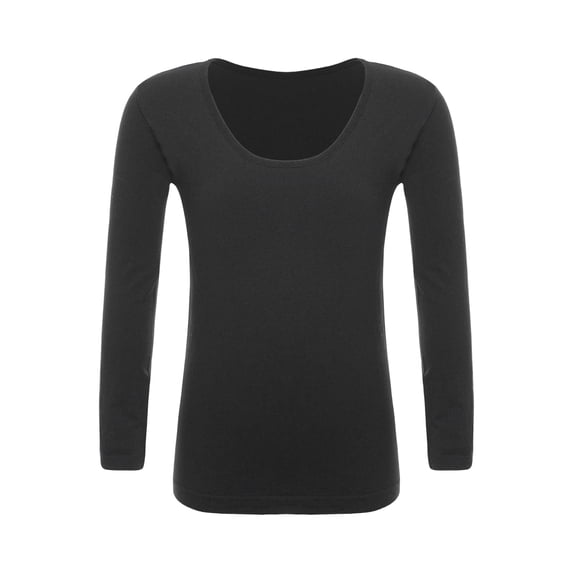 LiiYii Unisex Kids Thermal Undershirts Little Boys Girls Base Layer Tops Warm Underwear Long Sleeve Type A Black M