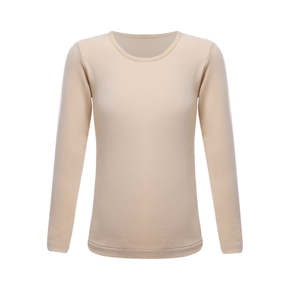LiiYii Unisex Kids Thermal Undershirts Little Boys Girls Base Layer Tops Warm Underwear Long Sleeve Type B Nude S
