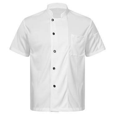 LiiYii Unisex Men Women Utility Cook Shirt Chef Jacket Cooking Chef Top Uniform Kitchen Work Shirts White 3XL