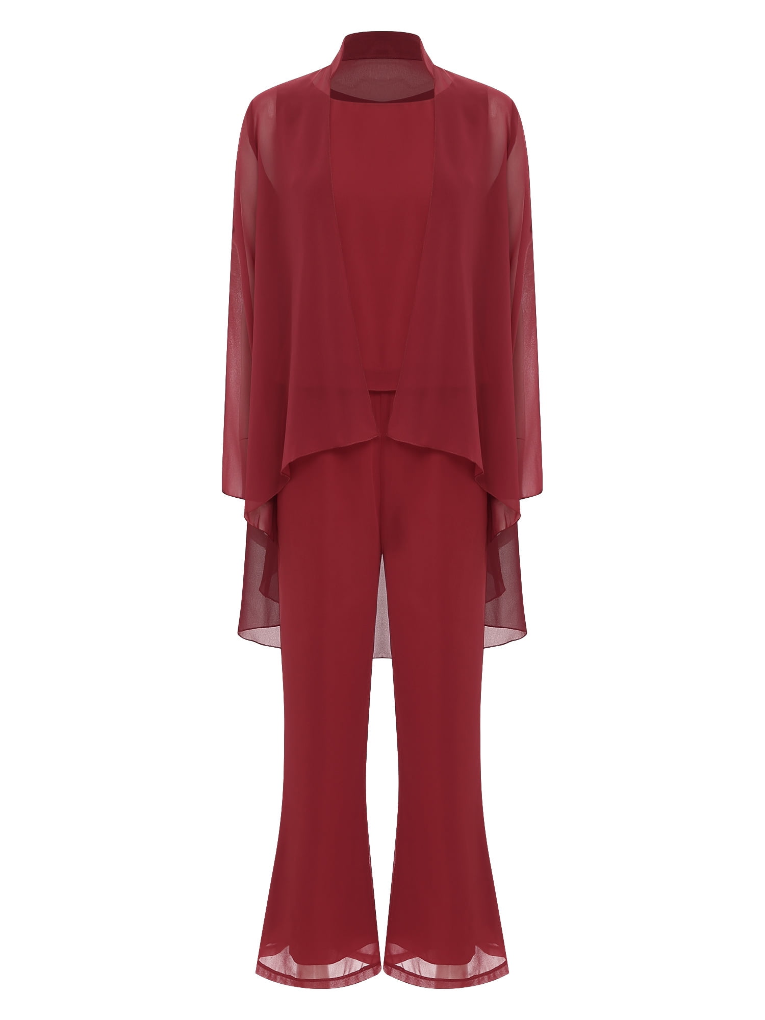 Cicinia Beaded 3 Pieces Chiffon Peacock Mother Of The Bride Pant Suits Plus Size Elegant