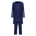 thumbnail image 1 of LiiYii Women 3 Piece Chiffon Pant Suits Plus Size Mother of The Bride Outfits Wedding Guest Dress Suits Evening Party Gowns Navy Blue XL/1XL, 1 of 9