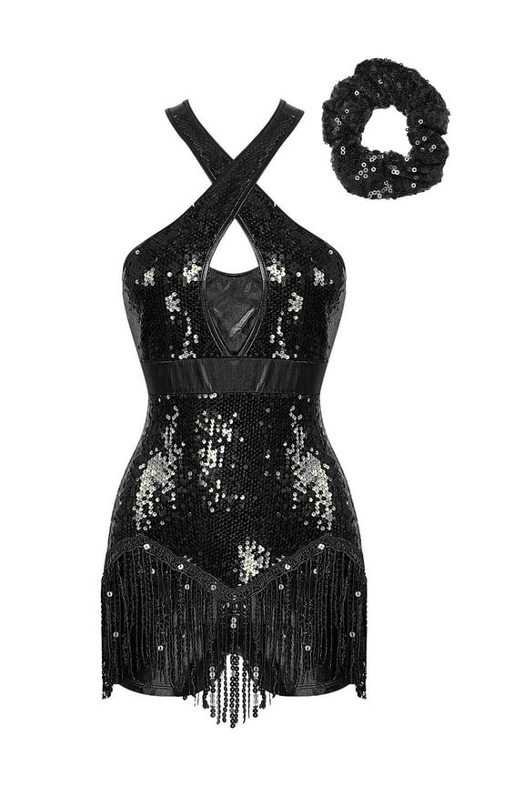 Women Cheerleading Dance Outfits Latin Dance Leotard Cha Cha Salsa Jazz Dance Outfits With Black L