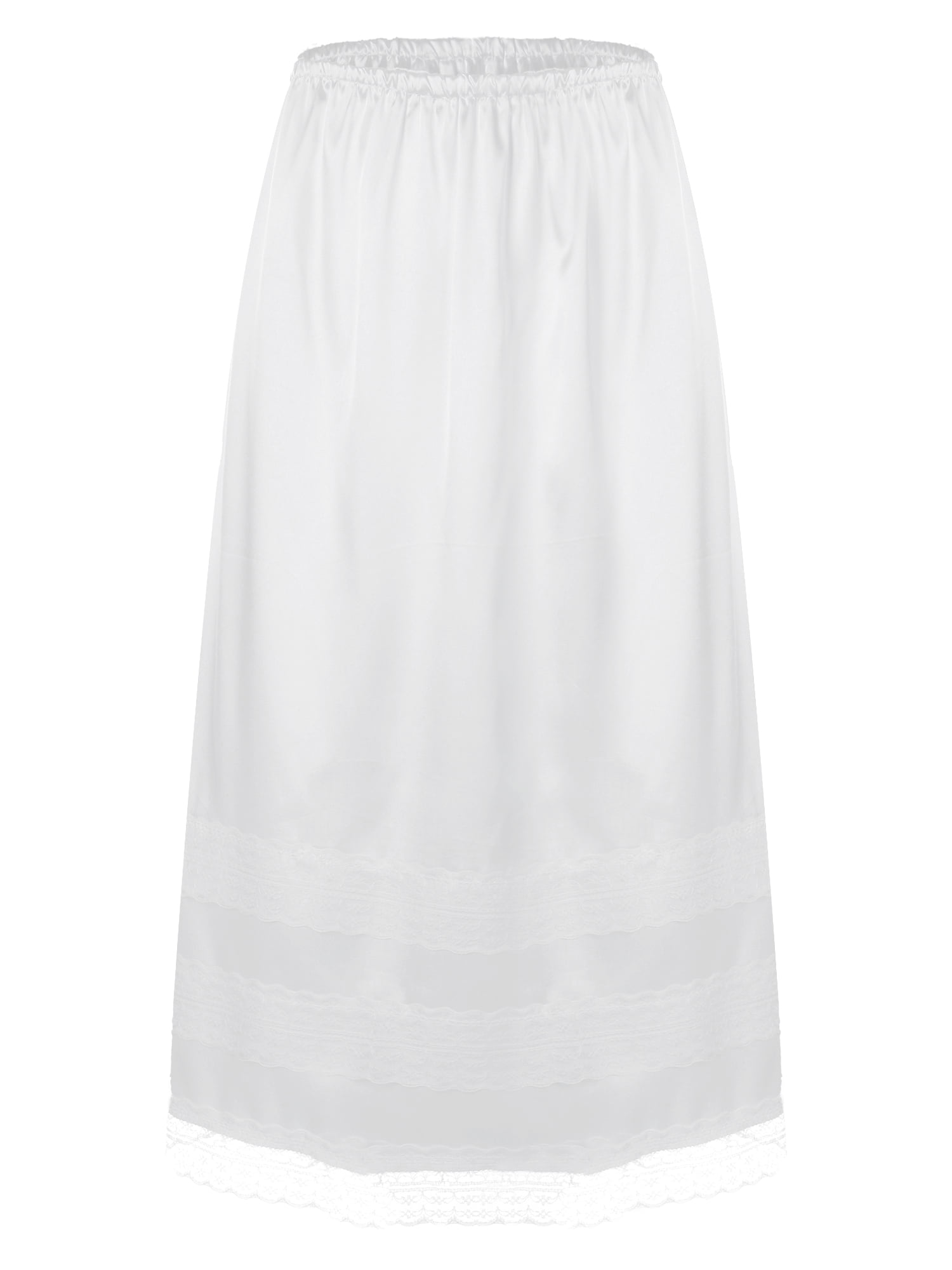 LiiYii Women Lace Trim Elastic Waist Half Slip Long Underskirt Wedding  Brides Dress Accessories Petticoat White 3XL - Walmart.com