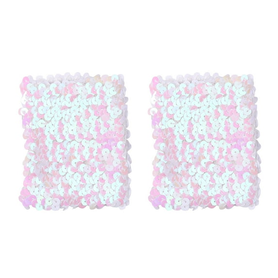 LiiYii Women Shiny Sequin Arm Sleeves Sparkle Oversleeves Stage Performance Dance Outfit White One Size