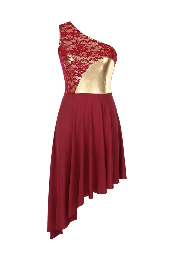 Women Sleeveless Praise Dancewear One Shoulder Praise Liturgical Worship Dance Tunic Overlay Burgundy S