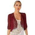 thumbnail image 1 of LiiYii Women's Summer Cardigans Cropped Bolero Shrugs Shawl Tops Open Front Cape Cover Up For Wedding Evening Dress Burgundy S, 1 of 7