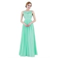 thumbnail image 1 of LiiYii Womens Floral Lace Sleeveless Chiffon Long Dress Wedding Bridesmaid Dress Cocktail Evening Party Dress Turquoise 4, 1 of 9