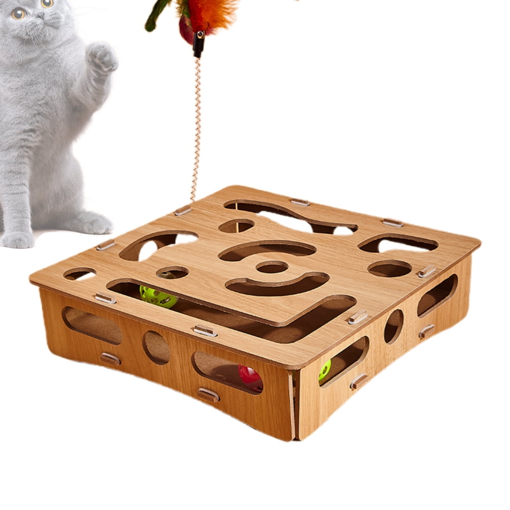Liilaimic Puzzles for Cats Kitten Balls Stimulation Mental Box Wood ...