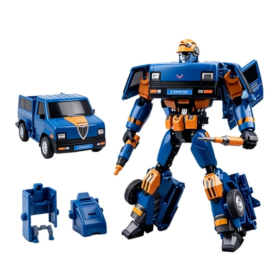 Lijiang Transforming Robot Action Figure Micro Pickup Truck Mech Model Sci Fi Warrior Hobby Collectible with Weapon Kit and Extra Components