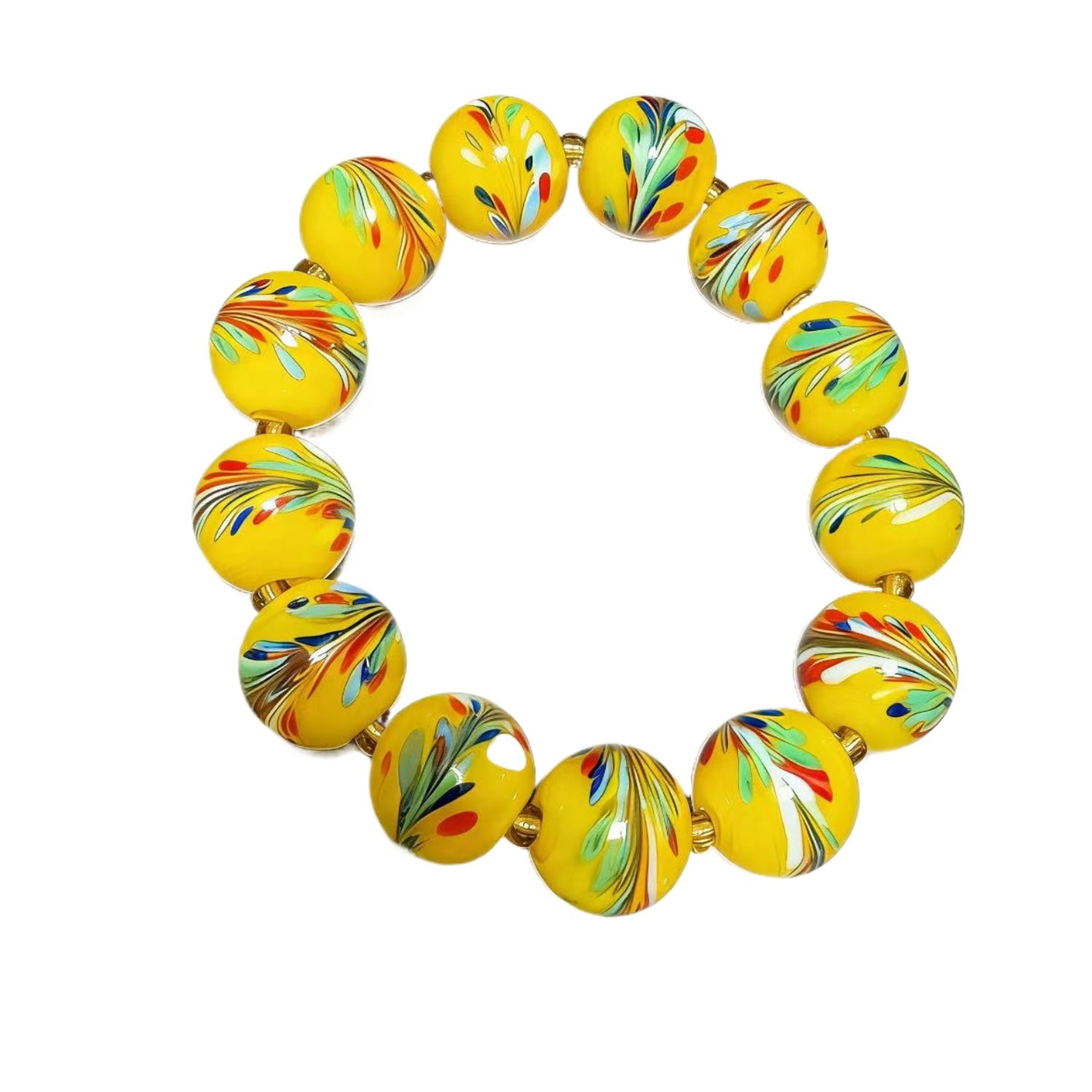Lijie (referring to glass)Handmade Glass Bead Bracelet for Men Women,  Colorful Artisan Stretch Bracelet, Unisex Boho Jewelry for Daily Wear, Gift for Birthday Anniversary Christmas