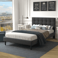 thumbnail image 1 of Lijimei Full Size Bed Frame with Upholstered Headboard, No Box Spring Needed, Dark Gray, Fabric, 1 of 10