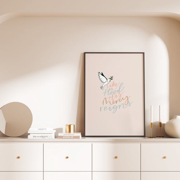 Like A Flood His Mercy Reigns Print, Unframed Paper Poster 11x14in