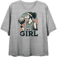 thumbnail image 1 of "Like A Girl" Women's Basketball Women's Heather Gray Crew Neck Short Sleeve Crop Tee-Medium, 1 of 3