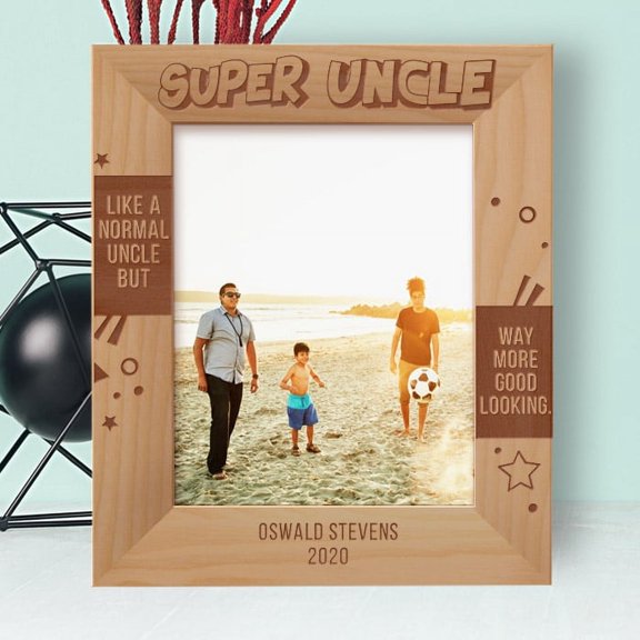 Like A Normal Uncle But Way More Good Looking Personalized Wooden Frame 8" x 10" Brown (Vertical)