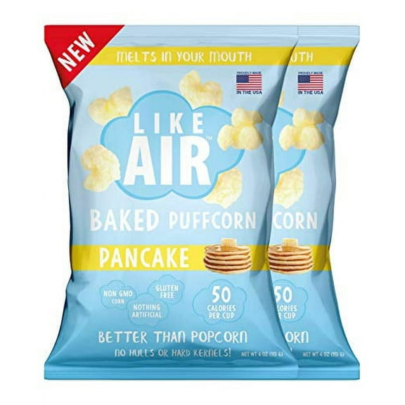 Like Air Baked Puffcorn (Pancake) | 2 Large Multi-Serve Bags | 50 Calories Per Cup | Gluten Free | Nothing Artificial