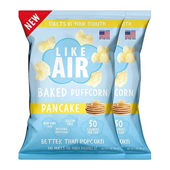Like Air Baked Puffcorn (Pancake) | 2 Large Multi-Serve Bags | 50 Calories Per Cup | Gluten Free | Nothing Artificial