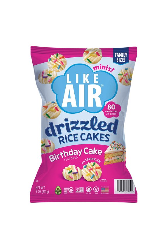 Drizzled Rice Cakes, Birthday Cake, 9 oz.