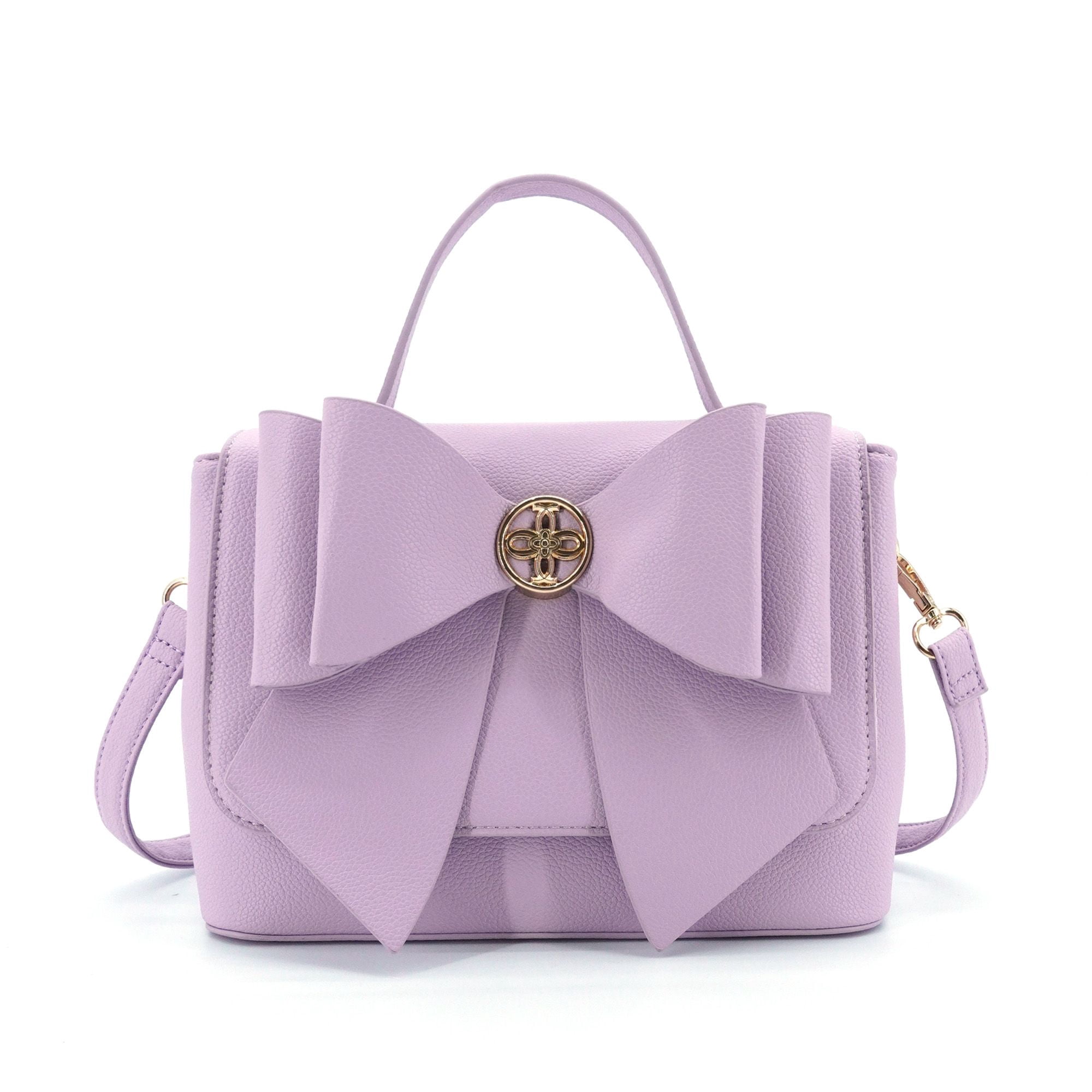 Like Dreams Women's Vegan Leather Adjustable Eva Double Bow Everyday Crossbody, Lilac