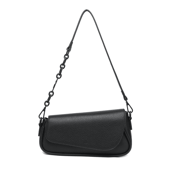 Like Dreams Women's Vegan Leather Detachable Strap Inner Zipper Pocket Shoulder Bag, Black