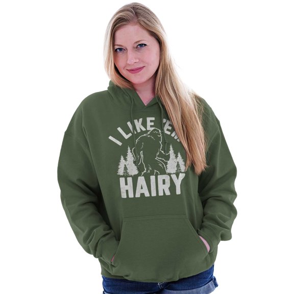 Like 'Em Hairy Bigfoot Legend Hoax Women Plus Size Graphic Pullover Hoodie Brisco Brands 2X