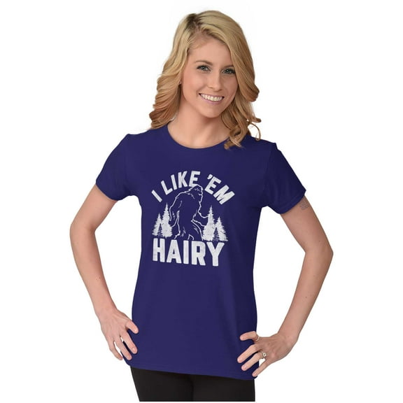 Like 'Em Hairy Bigfoot Legend Hoax Womens Slim Fit Graphic Tee Brisco Brands X