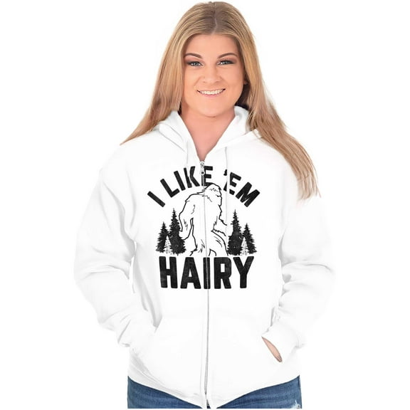 Like 'Em Hairy Bigfoot Legend Hoax Zip Hoodie Sweatshirt Women Brisco Brands S