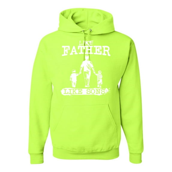 Like Father Like Sons Boy Dad Daddys Boy Gift Father's Day Unisex Graphic Hoodie Sweatshirt, Safety Green, Medium