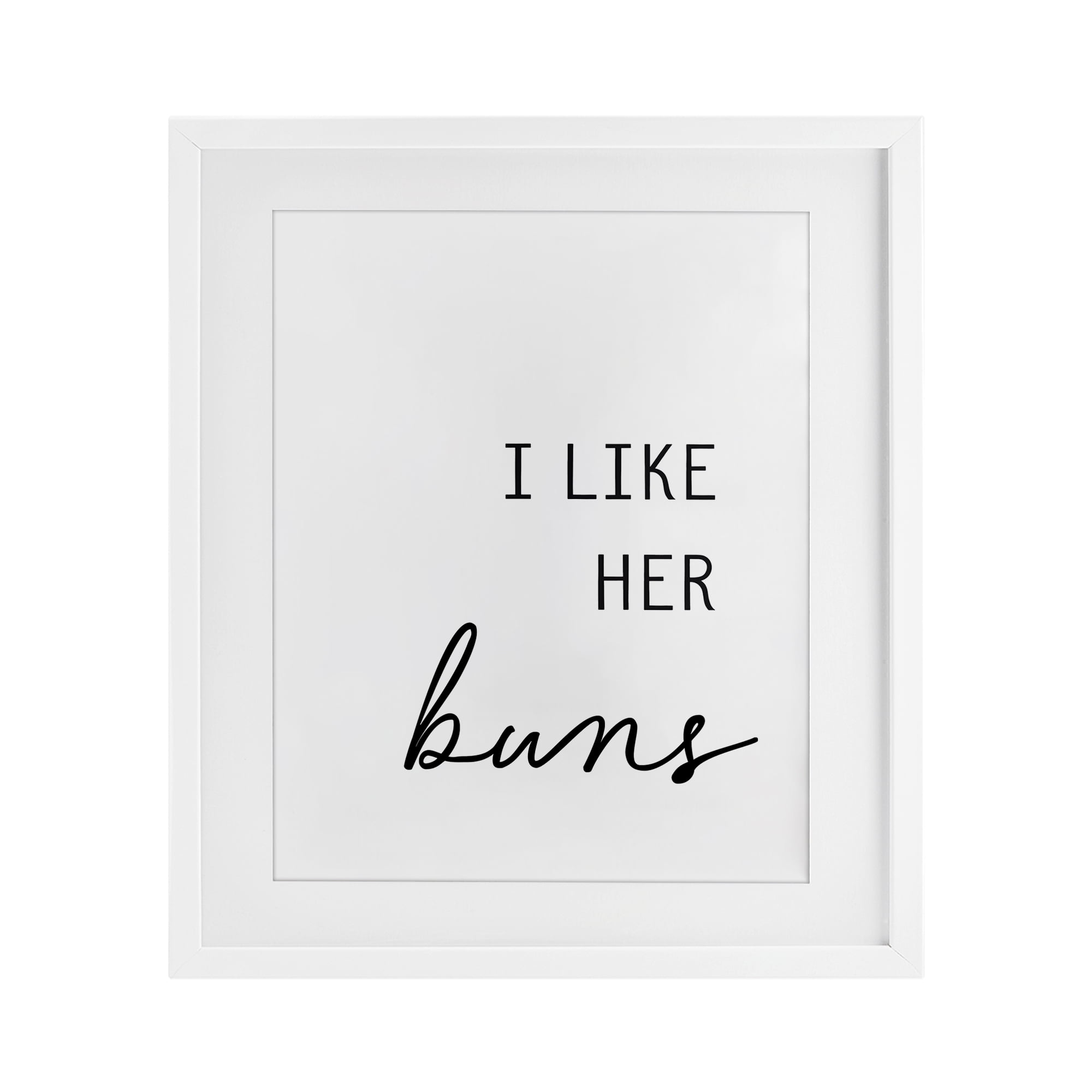 Like Her Buns White Framed Print Under Glass, design by Lettered and Lined
