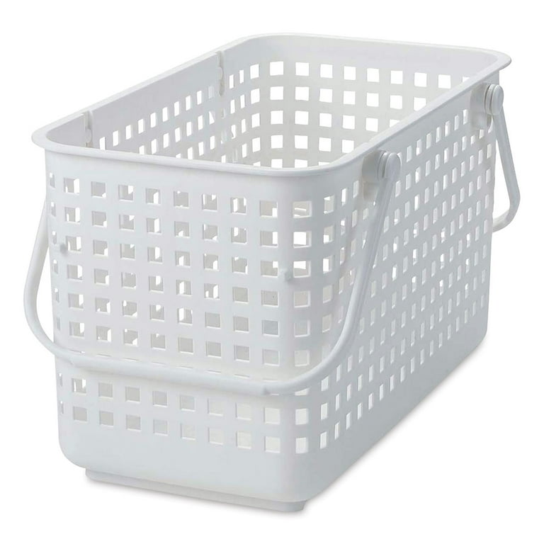 White Stackable Laundry Basket with Grey Handles