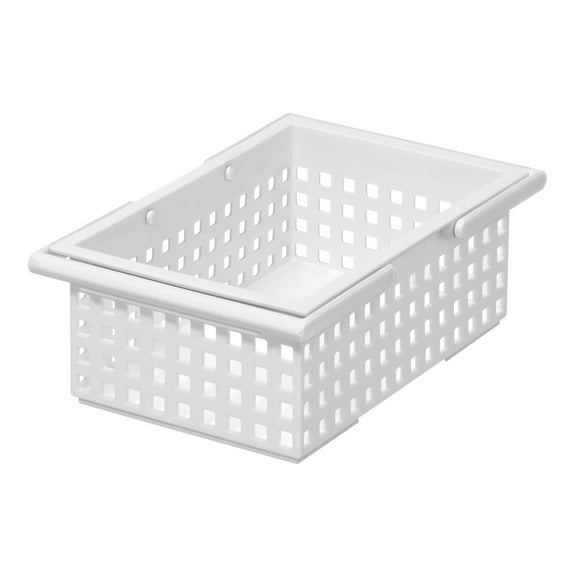 Like-It Universal Stacking Plastic Bathroom Storage Organizer Basket Tote, White