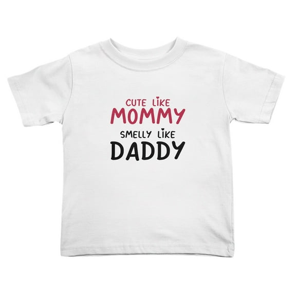 Like Mommy Smelly Like Daddy Cute Toddler Tshirts for Boys Girls (White, Youth S)