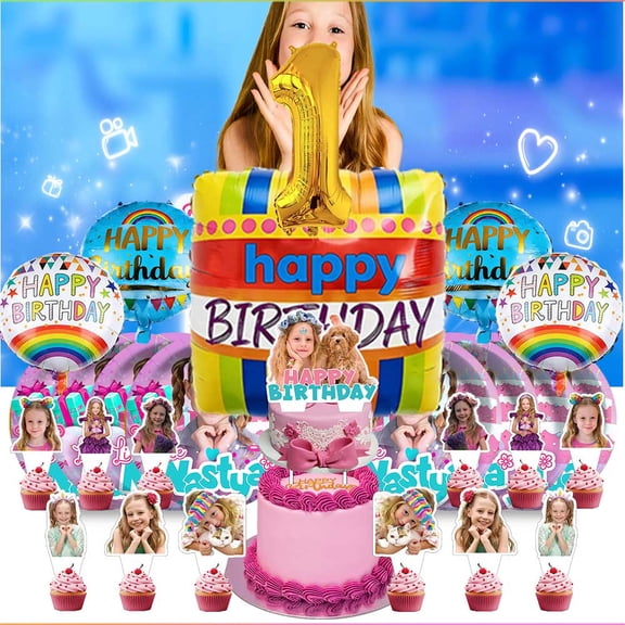 Like Nastya 1st Tableware Balloons Cake Toppers Backdrop Banner Supplies Party Decor Plates Decorations