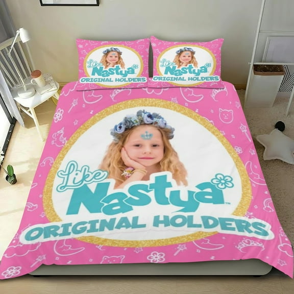 Like Nastya Themed Bed Sheet Set Three Piece Set 53x79 Inches Comfortable And Skin Friendly Unique Design Creating A Star Studded Night Home Decor Gifts For Family Friends fans