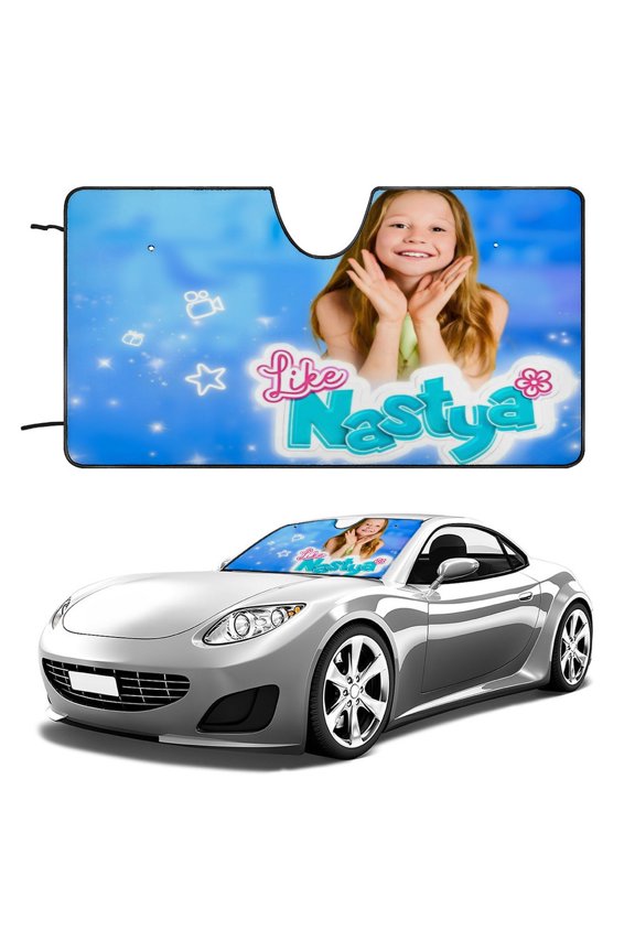 Like Nastya-theme Windshield Sun Shade Front Protector Folding Car Sun Visor Blocks Uv Rays Keeps Your Vehicle Cool56in*30in(140cm*76cm)
