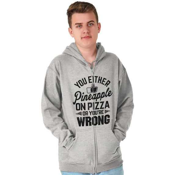 Like Pineapple Pizza Debate Opinion Zip Up Hoodie Men's Women's Brisco Brands L