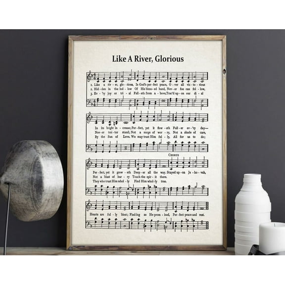 Like A River Glorious Hymn Sheet Music Hymn Sheet Wall Art Hymn Sheet Poster Hymn Sheet Print Old Hymn Music Church Music Christian Hymns Wall Art, Modern Wall Decor, 8x12 UNFRAMED