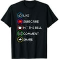 thumbnail image 1 of Like Share Subscribe Comment Share Video Content Streaming Funny Creative Graphic T-Shirt, 1 of 3