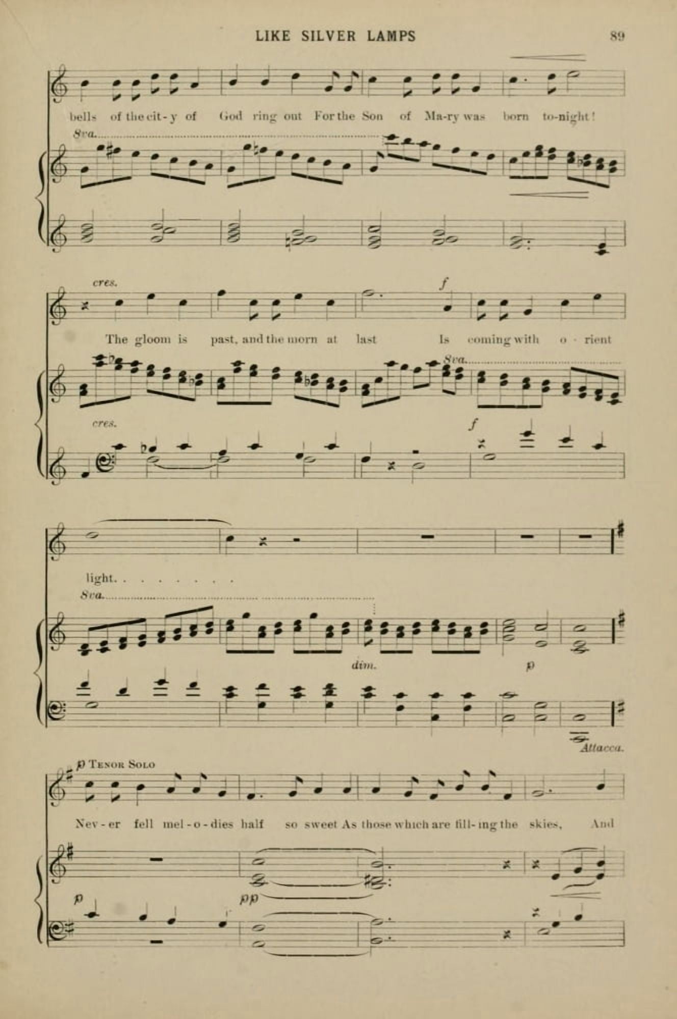 Like Silver Lamps 2 J Barnby Christmas Carols & Hymns 1910 Canvas Art - (24 x 36)